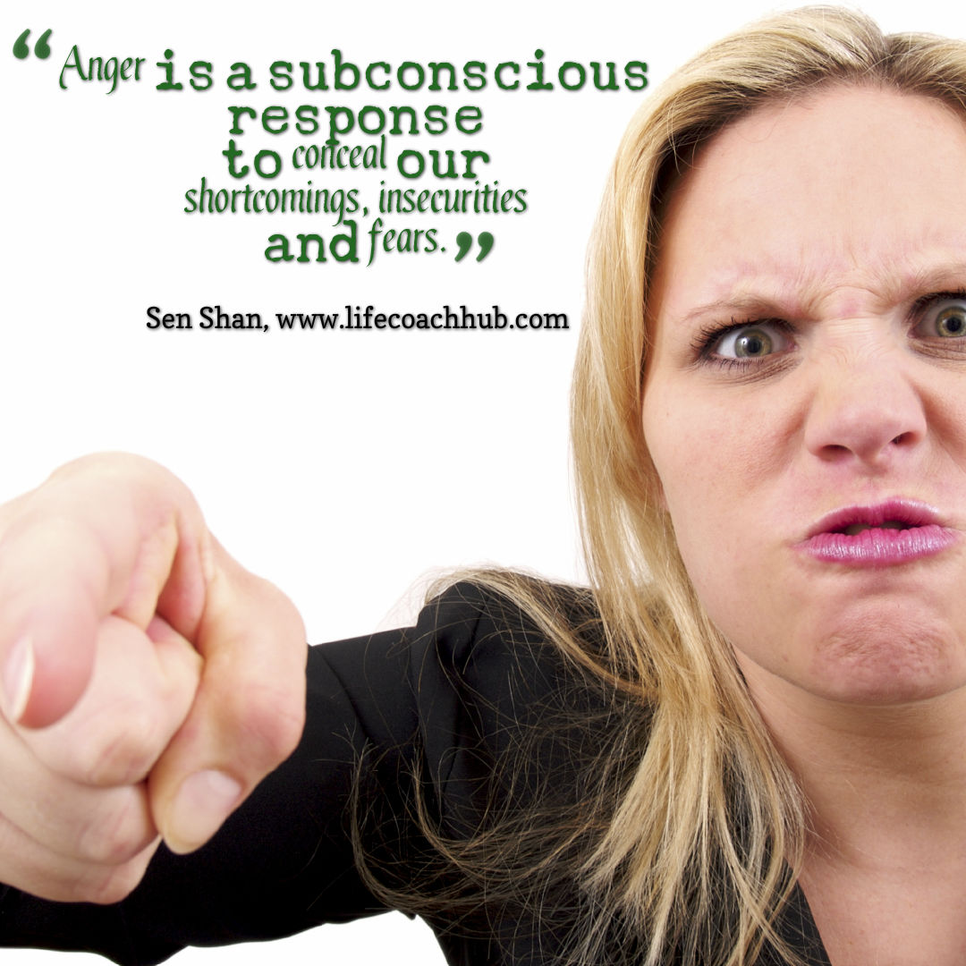 Anger is a subconscious response to conceal our shortcomings