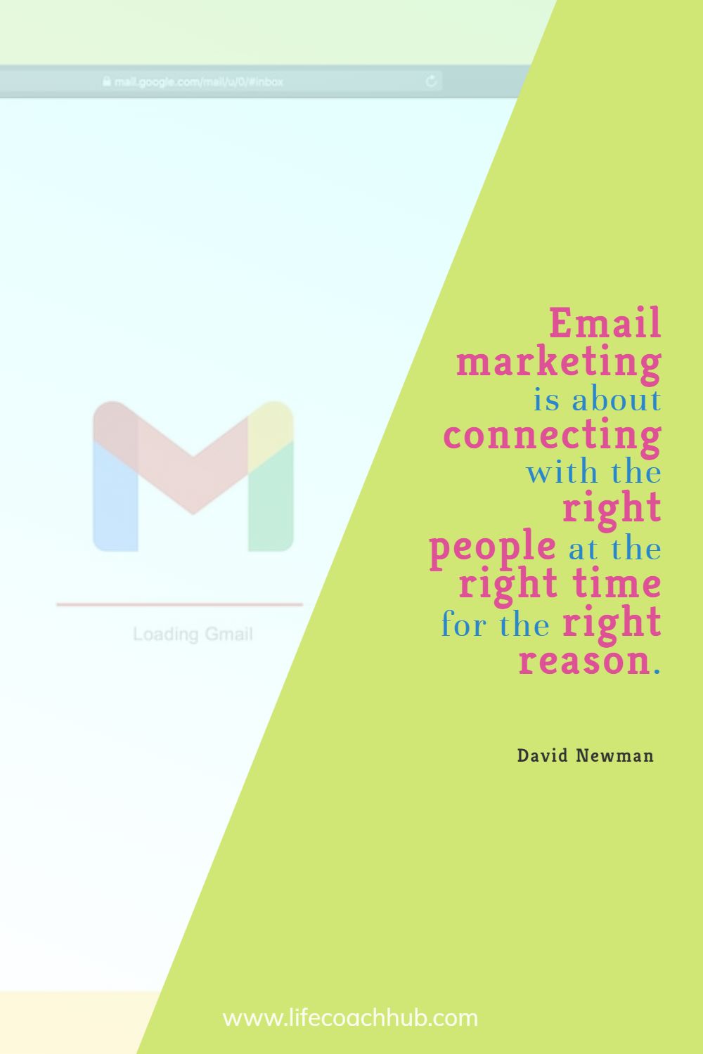 Email marketing is about connecting with the right people at the right time for the right reason. David Newman Coaching Quote