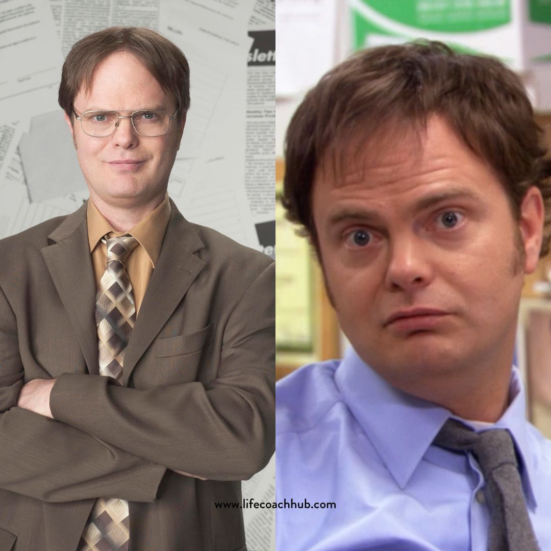 Dwight Schrute with and without glasses, coaching tip