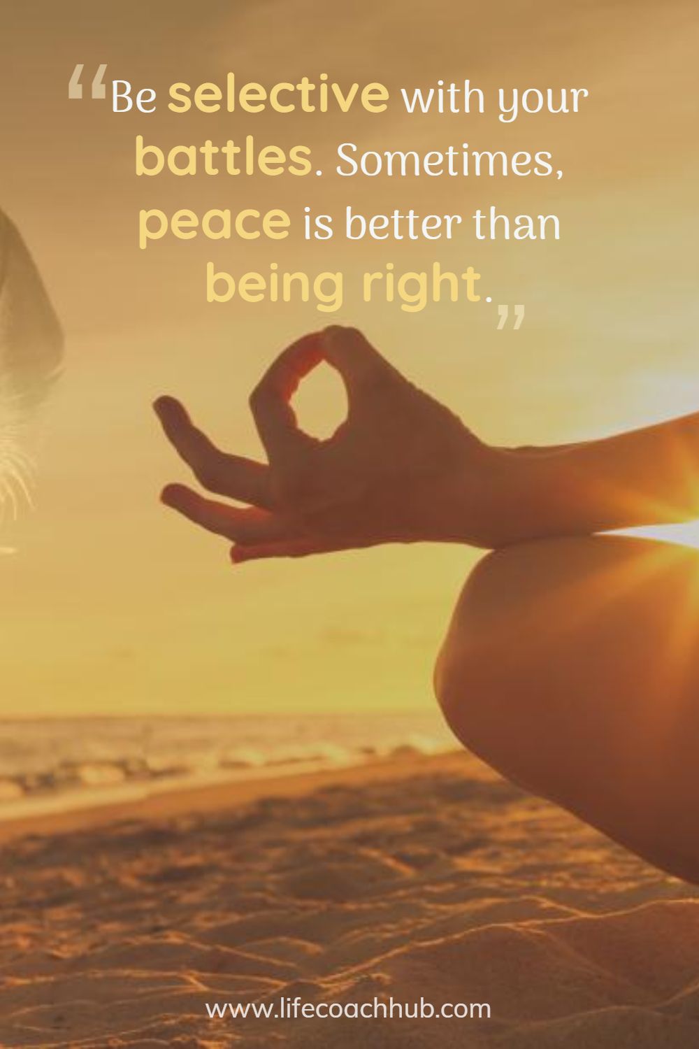 Be selective with your battles. Sometimes, peace is better than being right. Anonymous Coaching Quote