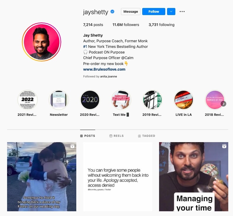 Jay Shetty, author, purpose coach, former monk, best life coaches on Instagram, coaching tip