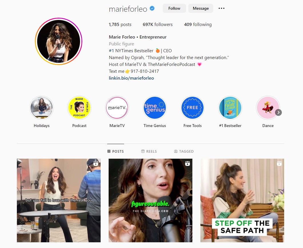 Marie Forleo Instagram feed
