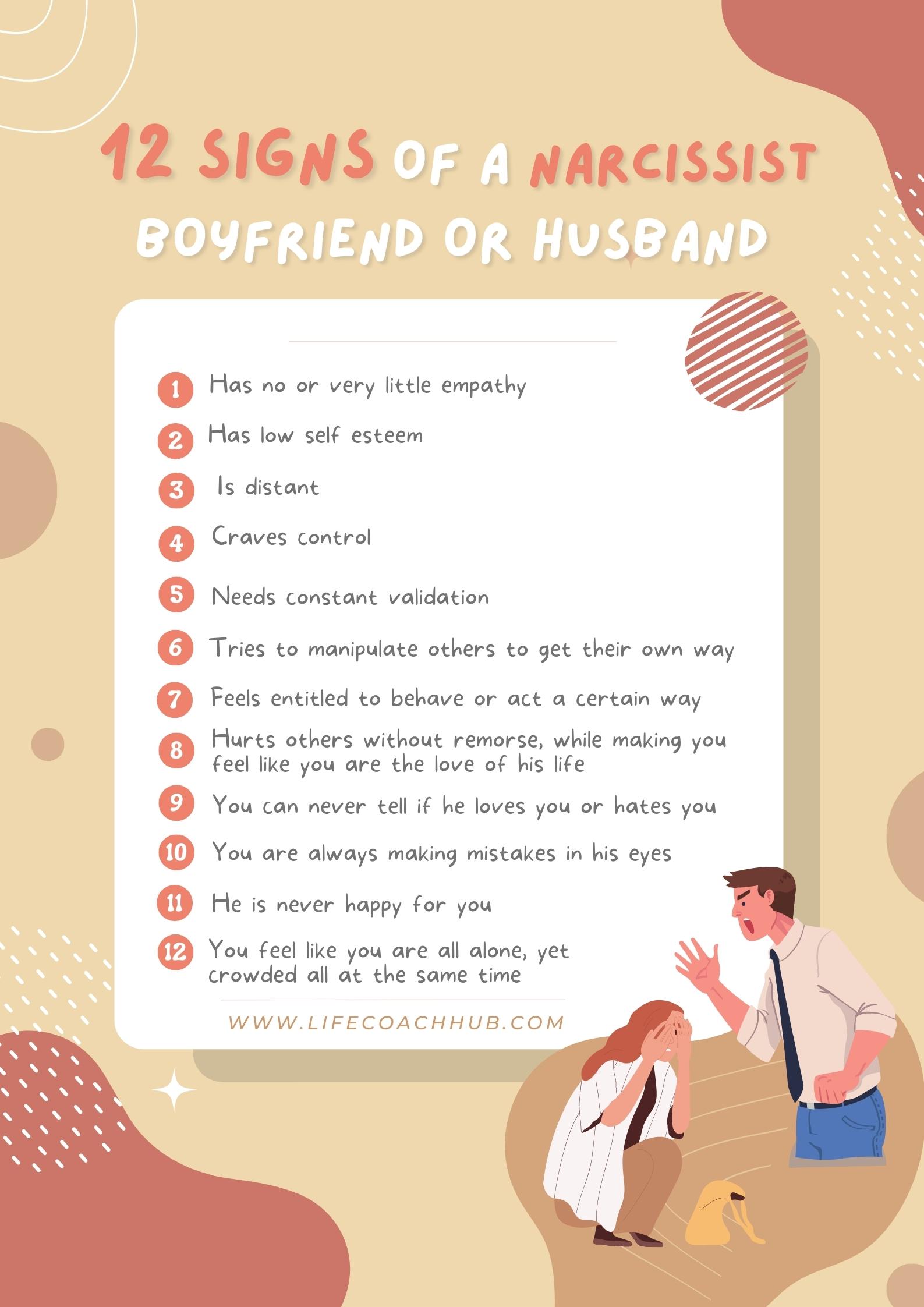 The 12 Signs of a Narcissist Boyfriend or Husband