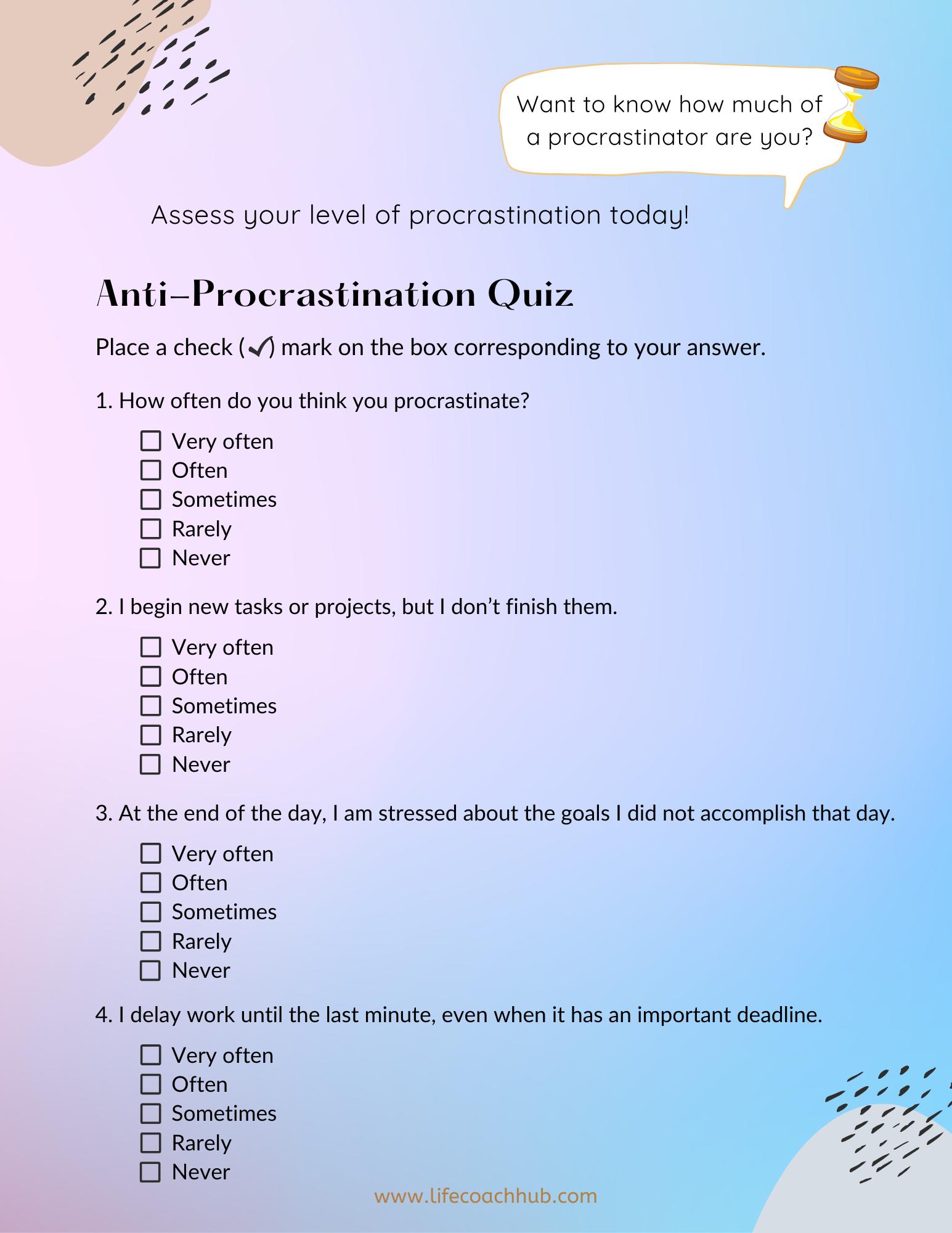 Anti procrastination quiz