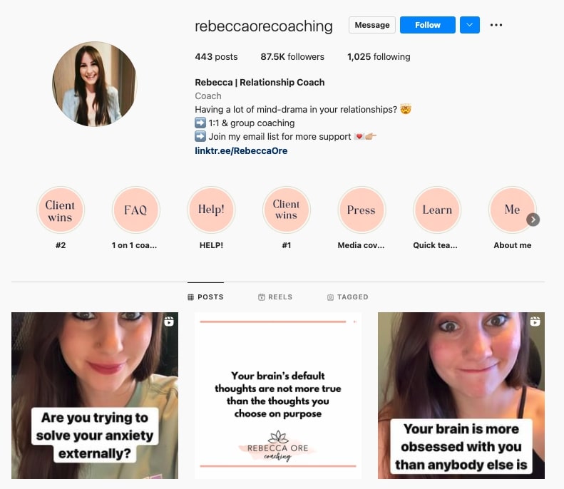 Rebecca Ore Coaching, relationship coach, best life coaches on Instagram, coaching tip