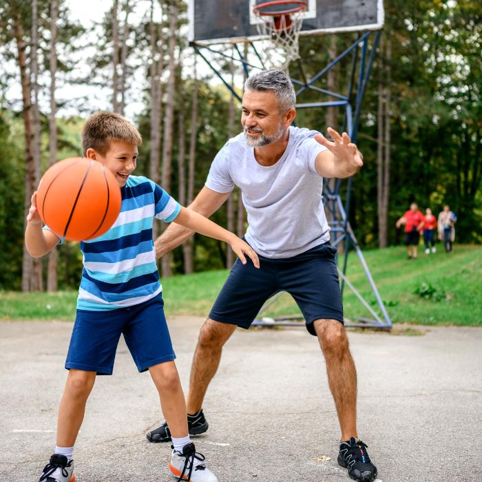 father and son basketball family time