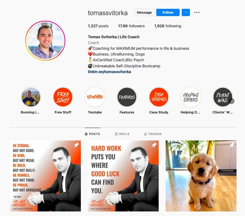 TomasSvitorka, best life coaches on Instagram, business, coaching tip