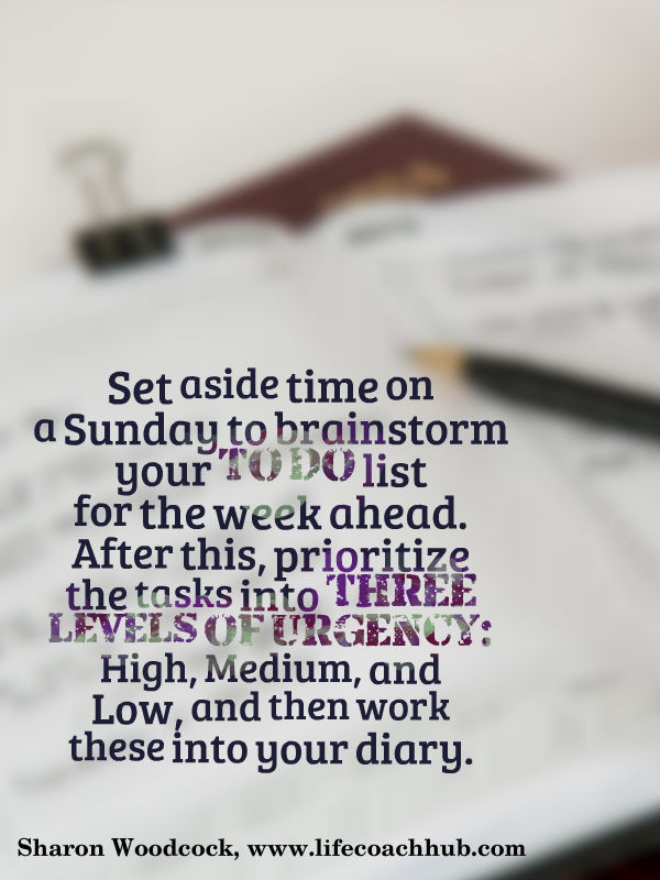 Weekly task list brainstorm